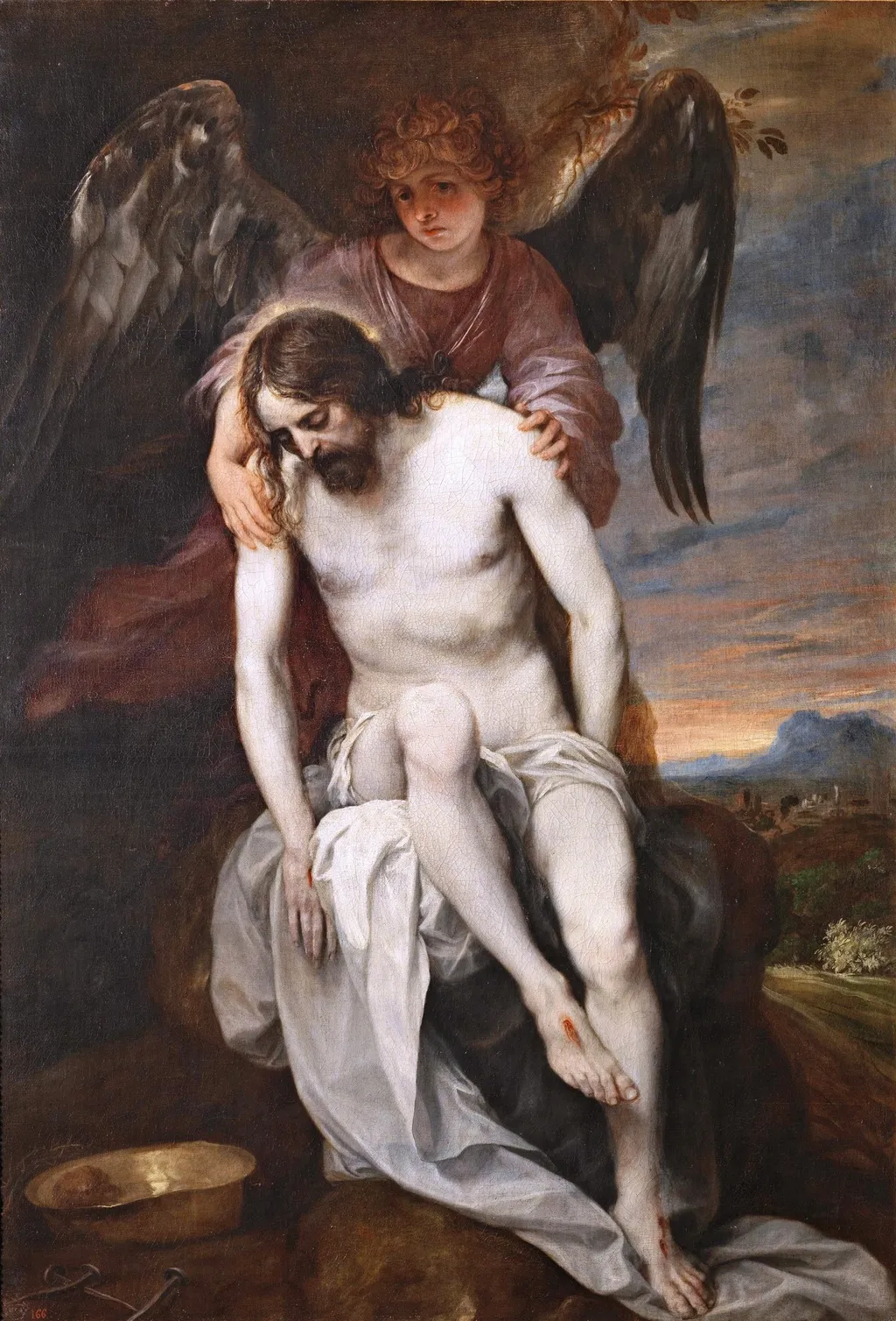 The dead Christ supported by an Angel, by Alonso Cano, oil, 1646