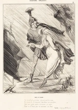 Enée et Didon, by Honoré Daumier, ink, 1842