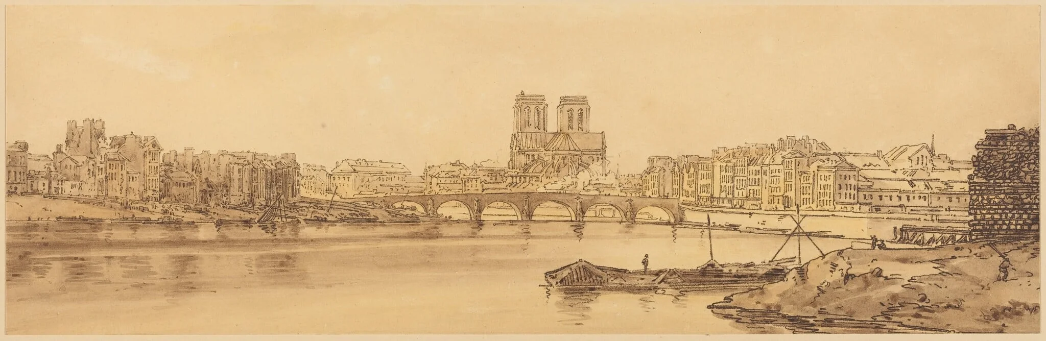 View of Pont de la Tournelle and Notre Dame Taken from the Arsnel: pl.11, detail