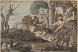 Arcadian Landscape, by Giovanni David, watercolor, 1775