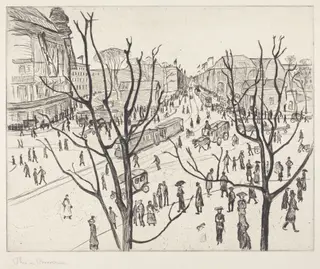City Square, by Theo von Brockhusen, ink, 1900