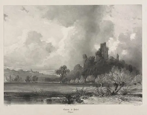 Voyages pittoresques et romantiques dans l'ancienne France.  Bretagne:  Chateau de Penhoet, by Eugène Ciceri, 1845