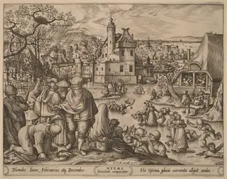 Winter, by Pieter van der Heyden, ink, 1570