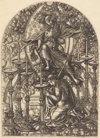 Saint John Sees the Seven Golden Candlesticks, by Jean Duvet, ink, 1551