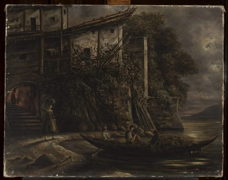 Fishermen embarking at night, detail