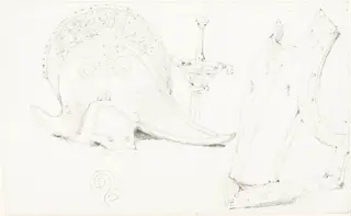 Study of a Helmet, Breastplate, and Rapier, by Joseph Nash, graphite, 1843