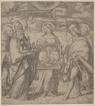 Patron Saints of Bologna, by Jacopo Francia, ink, 1518