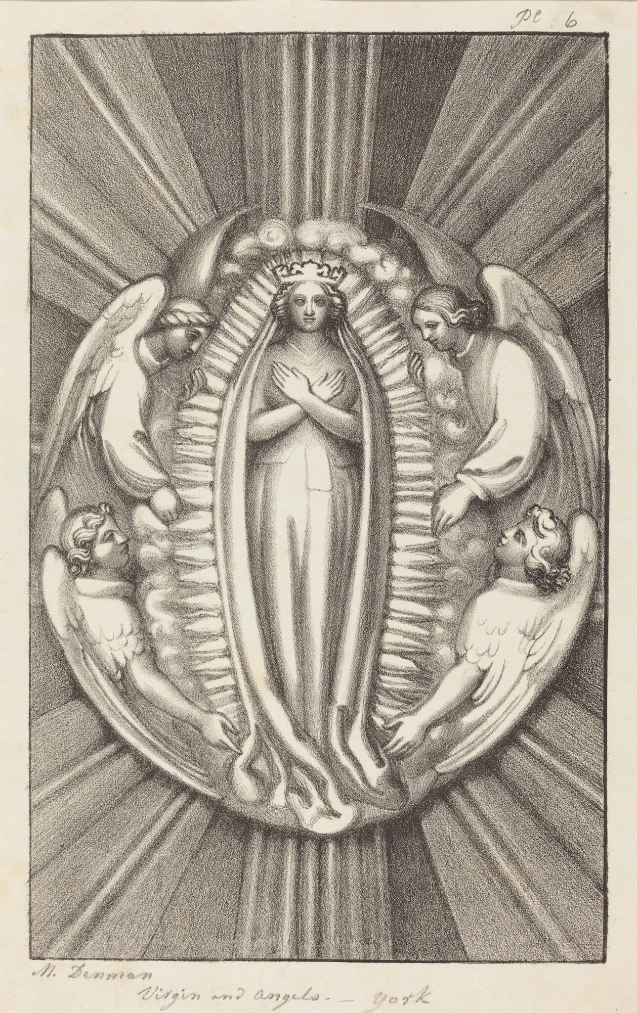 Virgin and Angels, a Key Stone in York, detail