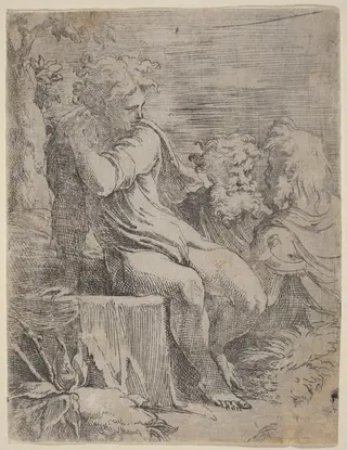 The Boy and Two Old Men, by Parmigianino, ink, 1522
