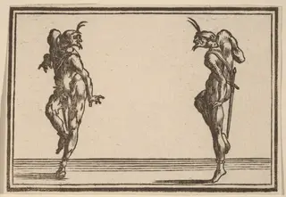 Two Pantaloons Dancing, by Edouard Eckman, ink, 1621