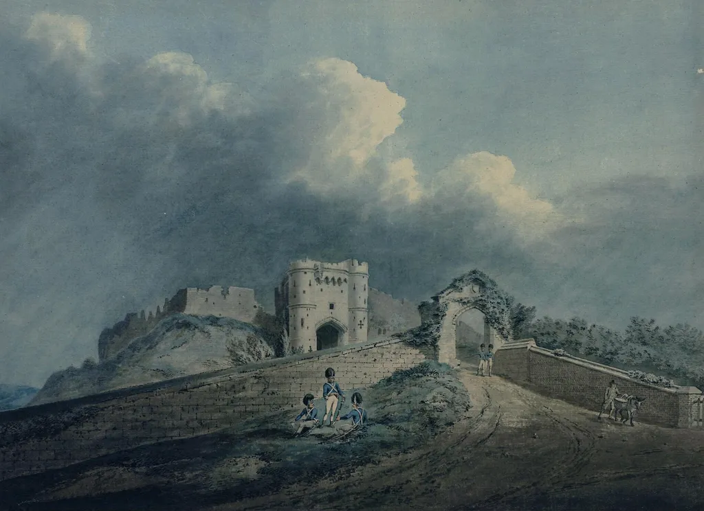 Carisbrooke Castle, by Barrow, watercolor, 1796