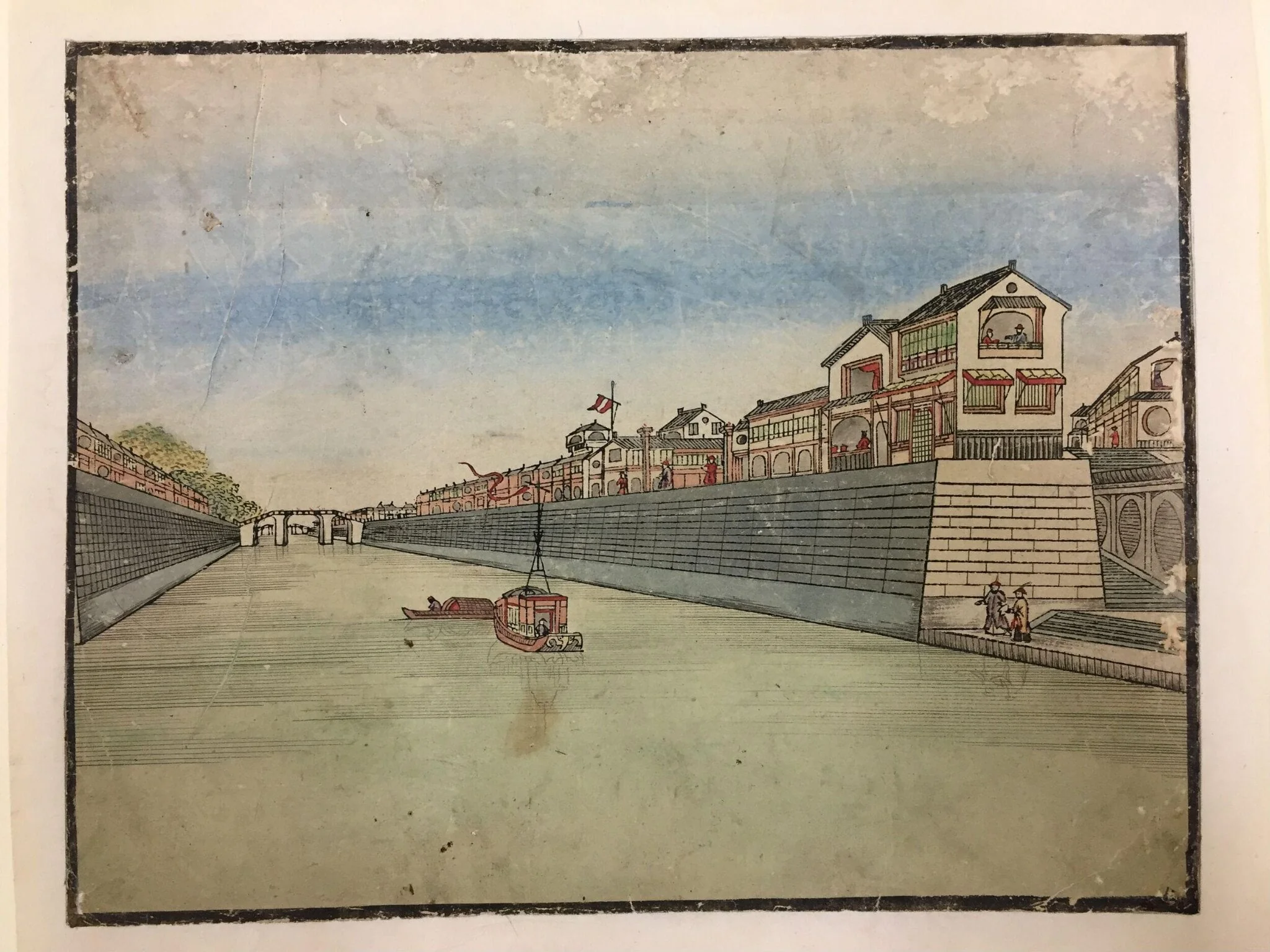 Perspective Print Depicting a Canal, detail