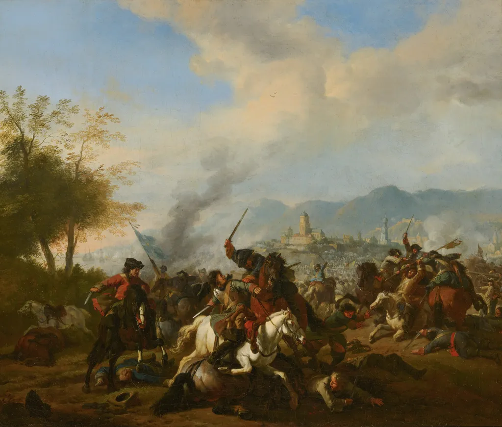 Cavalry Engagement, by Jan van Huchtenburgh, oil, 1706