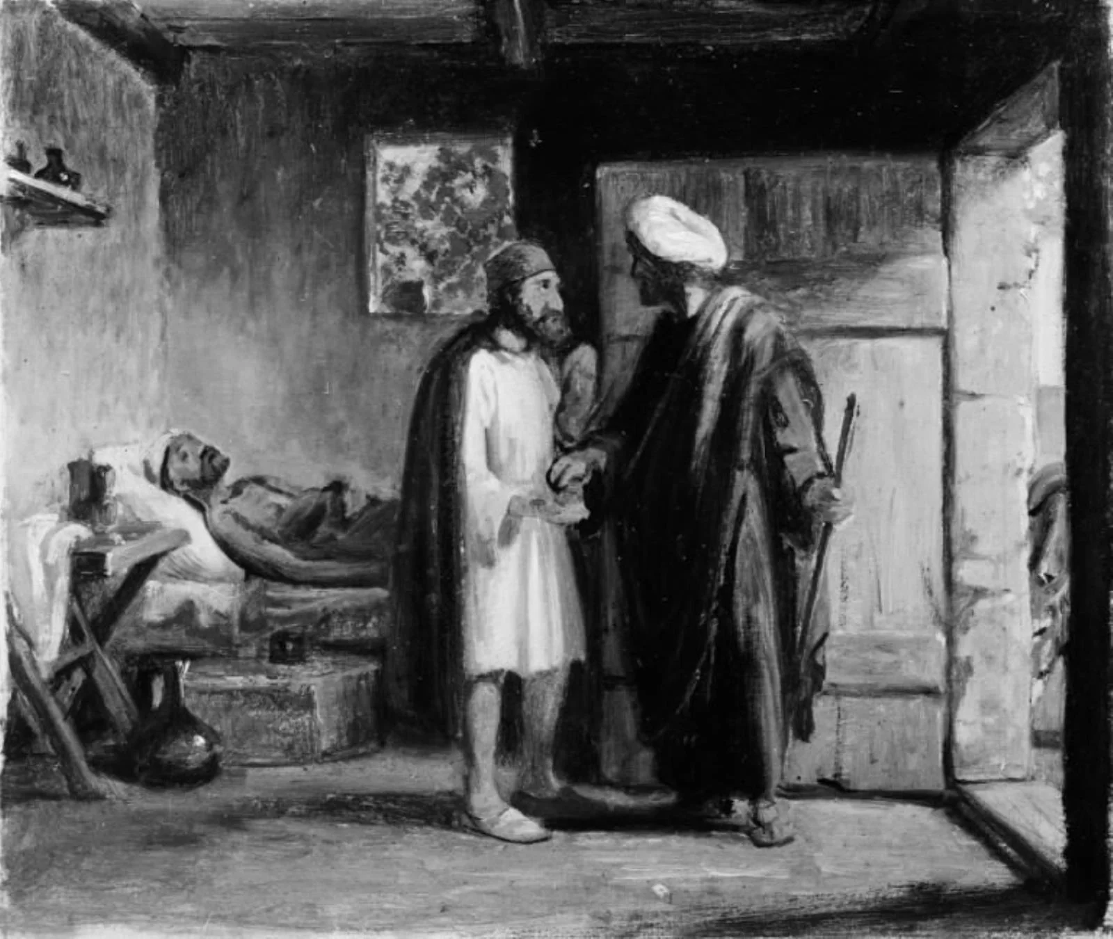 Den barmhjertige samaritan betaler værten, detail