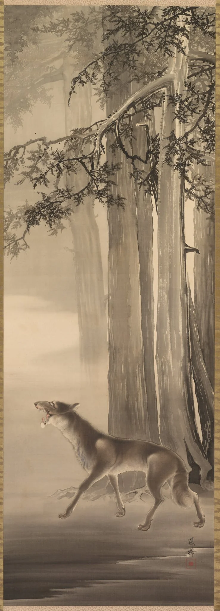 Howling Wolf in a Deep Mountain Valley, detail