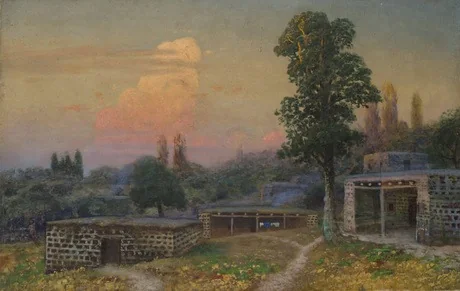 Armenian village at sunrise, detail