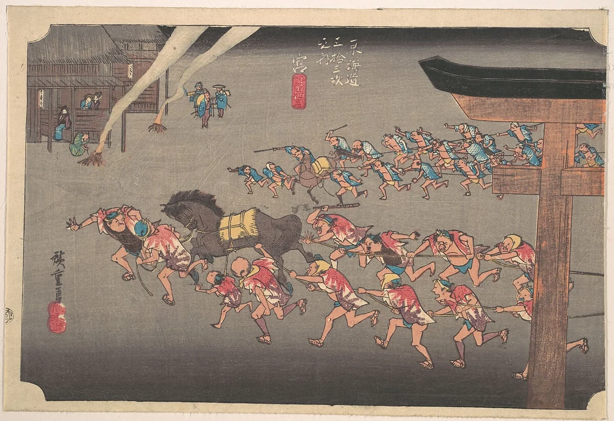 東海道五十三次之内 宮 熱田神事|Miya, Atsuta Shin Ji, detail