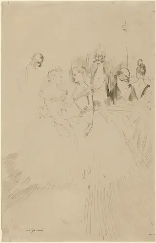 At an Evening Party, by Jean-Louis Forain, ink, 1892