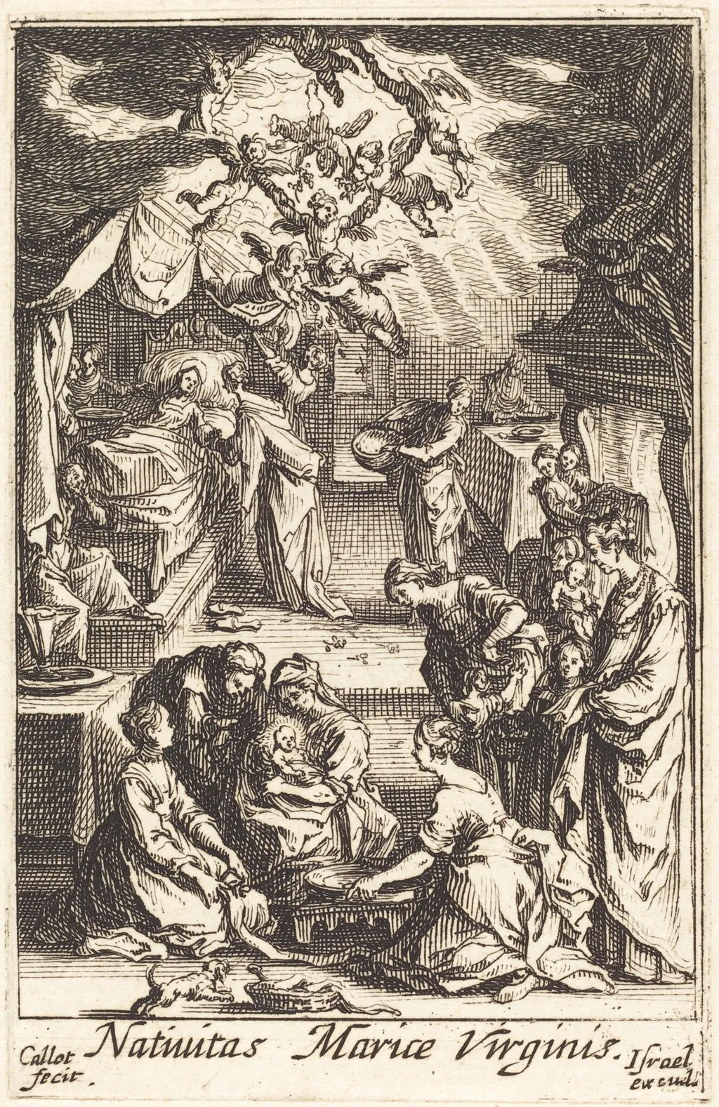 The Birth of the Virgin, by Jacques Callot, ink, 1634