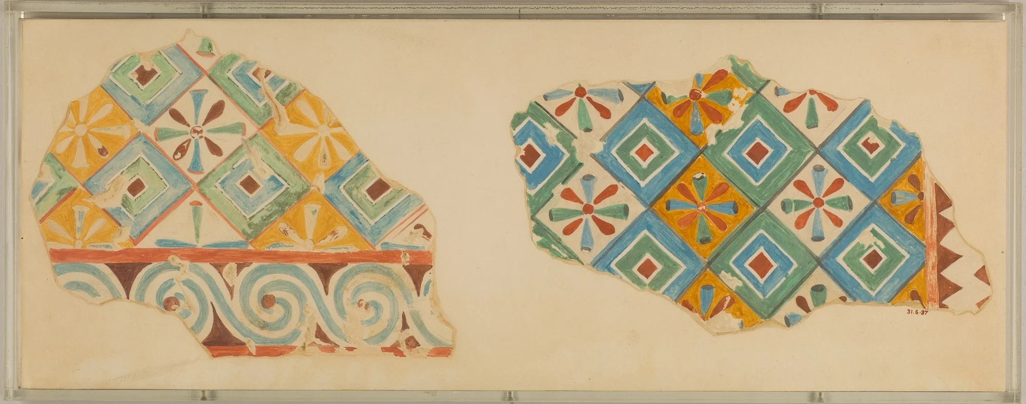 Two Fragments of Ceiling Patterns, Tomb of Senenmut, detail