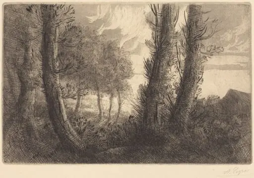 Landscape (Paysage), by Alphonse Legros, ink, 1874