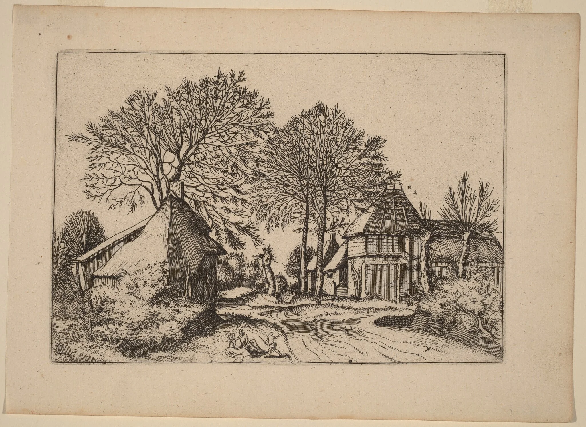 Road with Barn and Cottages, detail
