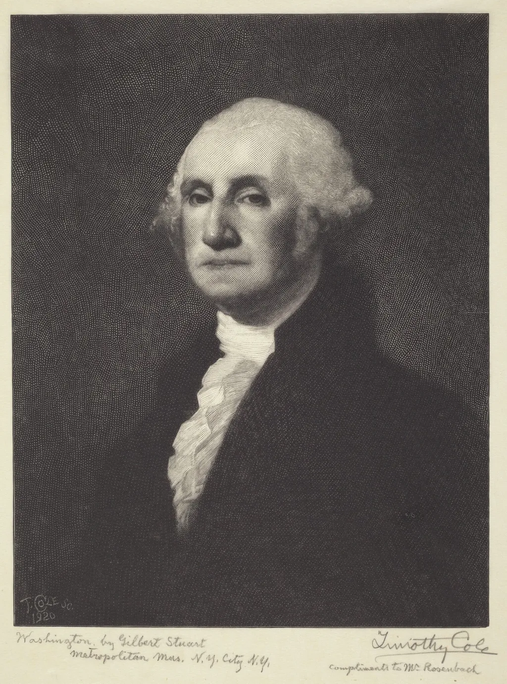 Washington, by Timothy Cole, ink, 1920