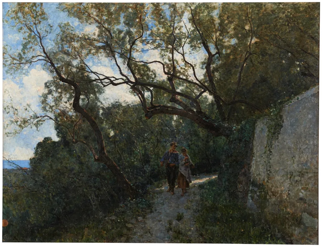 Paisaje en las cercanías de Génova o En el bosque, by Serafín Avendaño, oil, 1893