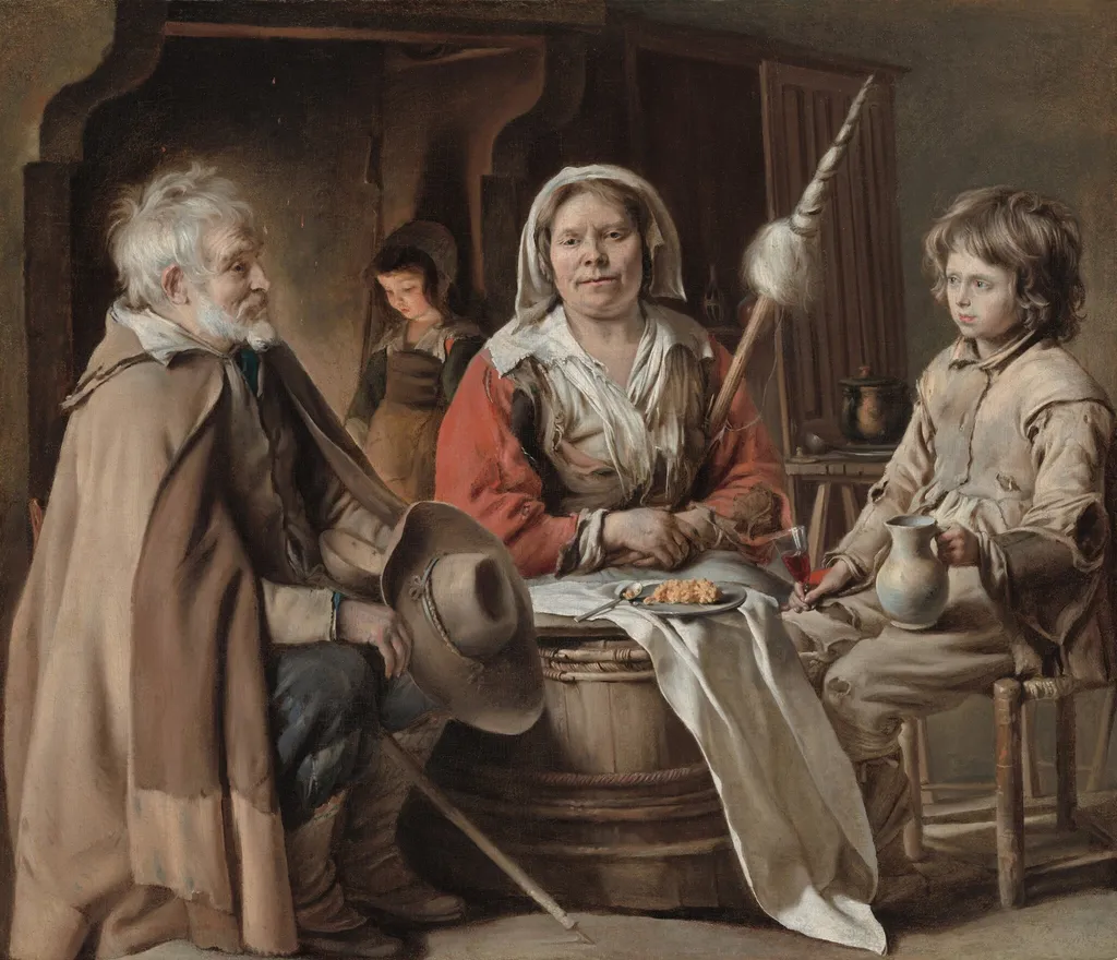 Peasant Interior, by Louis Le Nain, oil, 1645