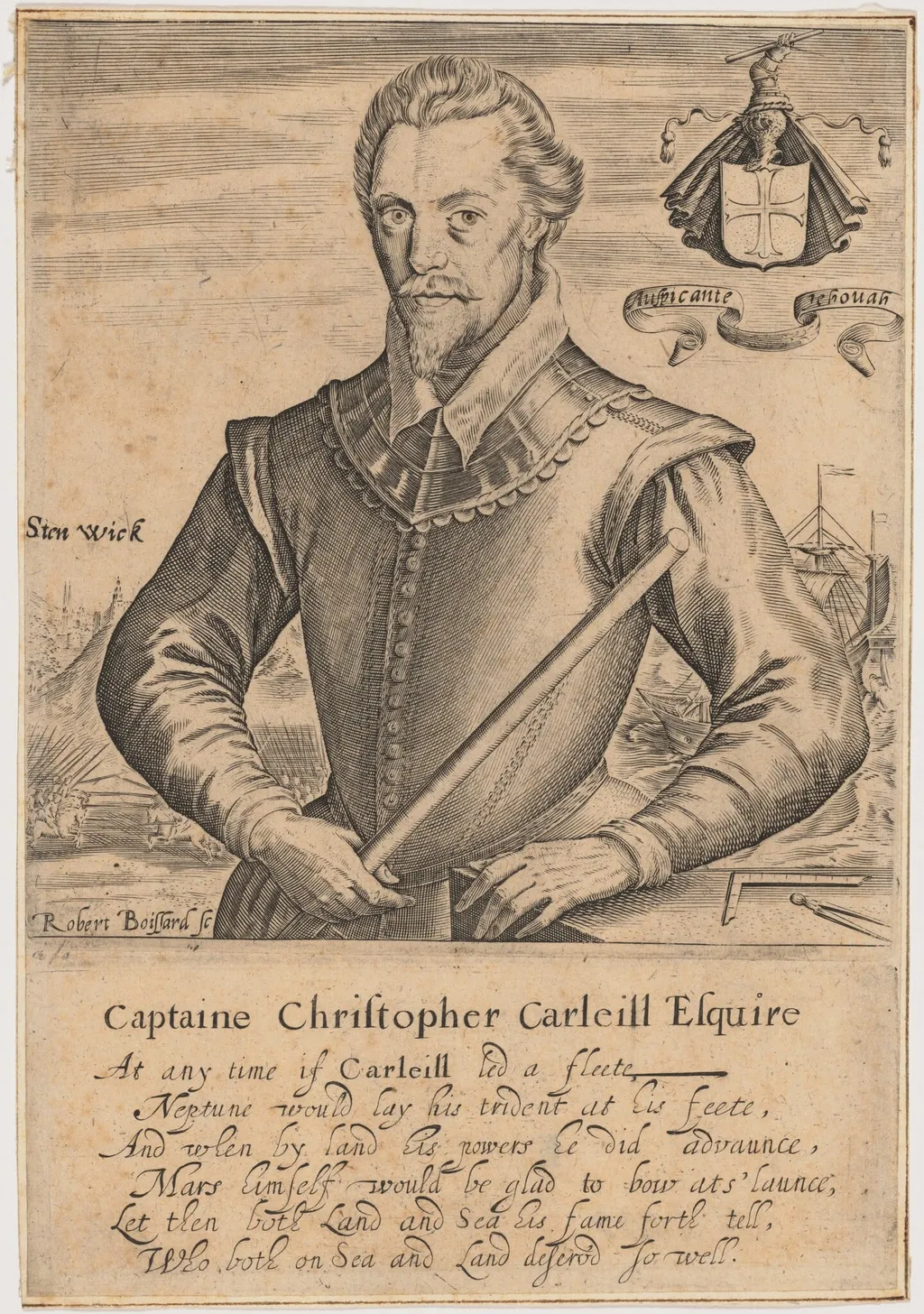 Christopher Carleill, by Robert Boissard, ink