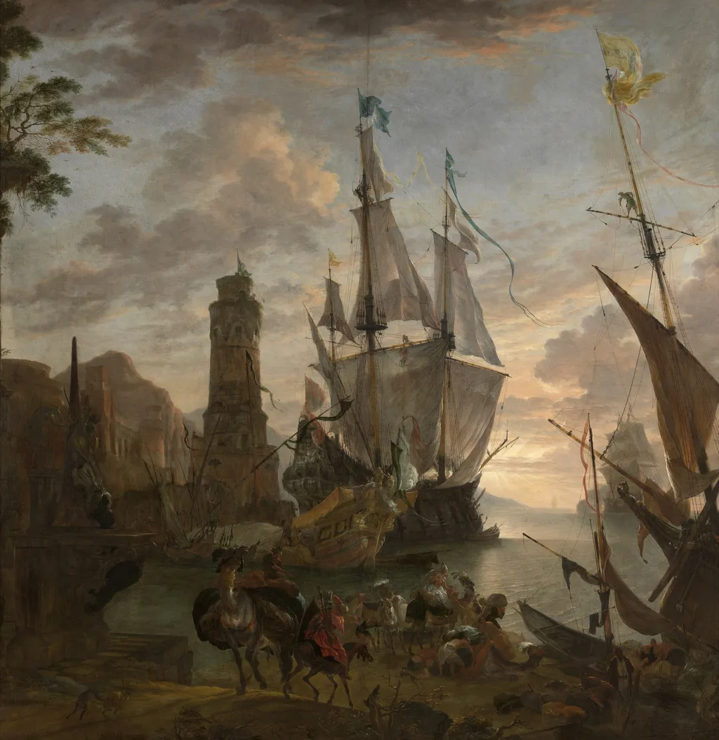Eastern Seaport, by Hendrik van Minderhout, oil, 1675