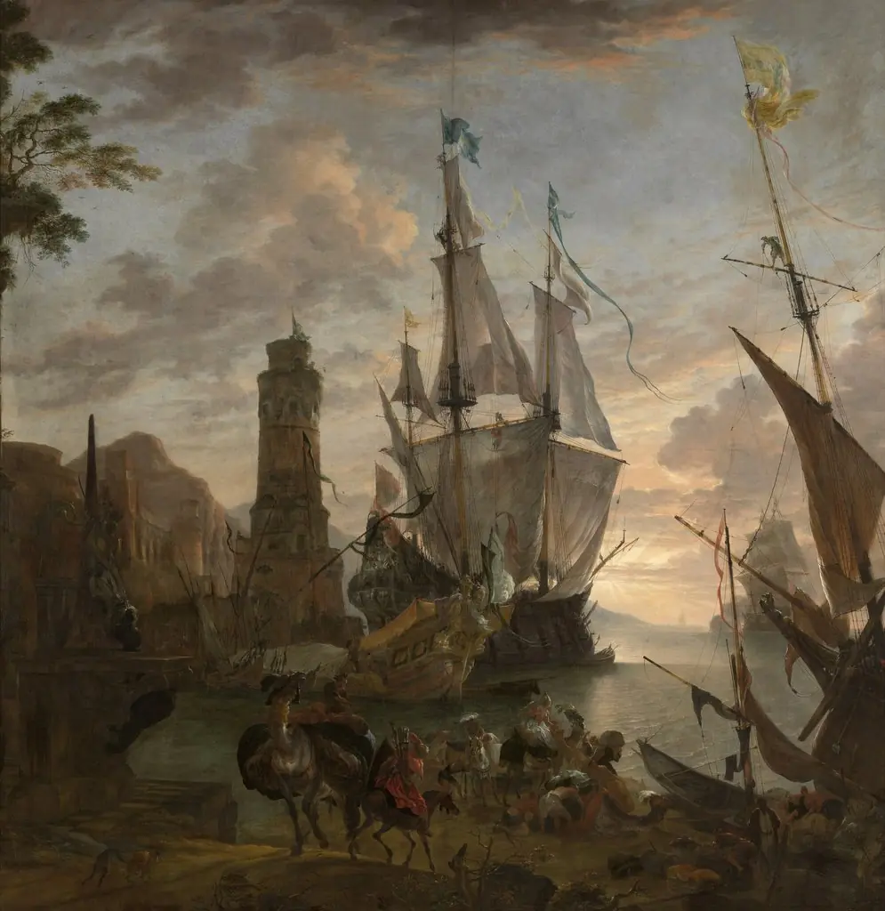 Eastern Seaport, by Hendrik van Minderhout, oil, 1675