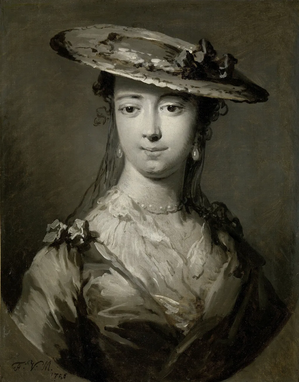 Head of a Young Woman, by Frans van der Mijn, oil, 1756