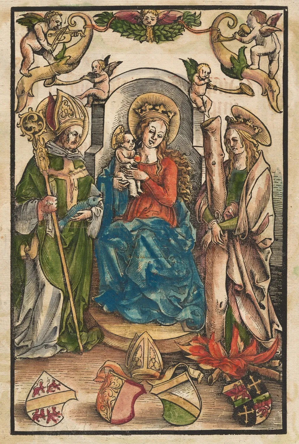 The Madonna with Saint Ulrich and Saint Afra [recto], by Urs Graf I, ink, 1511