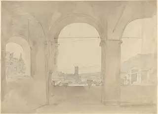 Panorama of Tivoli from a Loggia, by Leo von Klenze, graphite, 1826