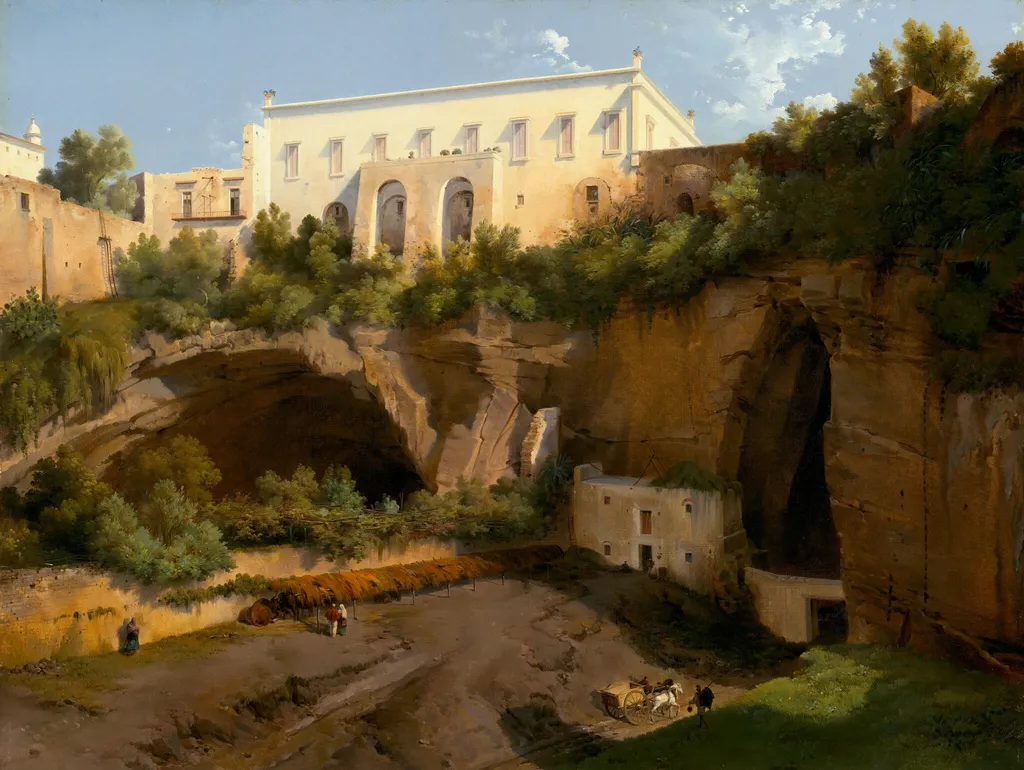 View of a Villa, Pizzofalcone, Naples, by Lancelot-Théodore Turpin de Crissé, oil, 1819