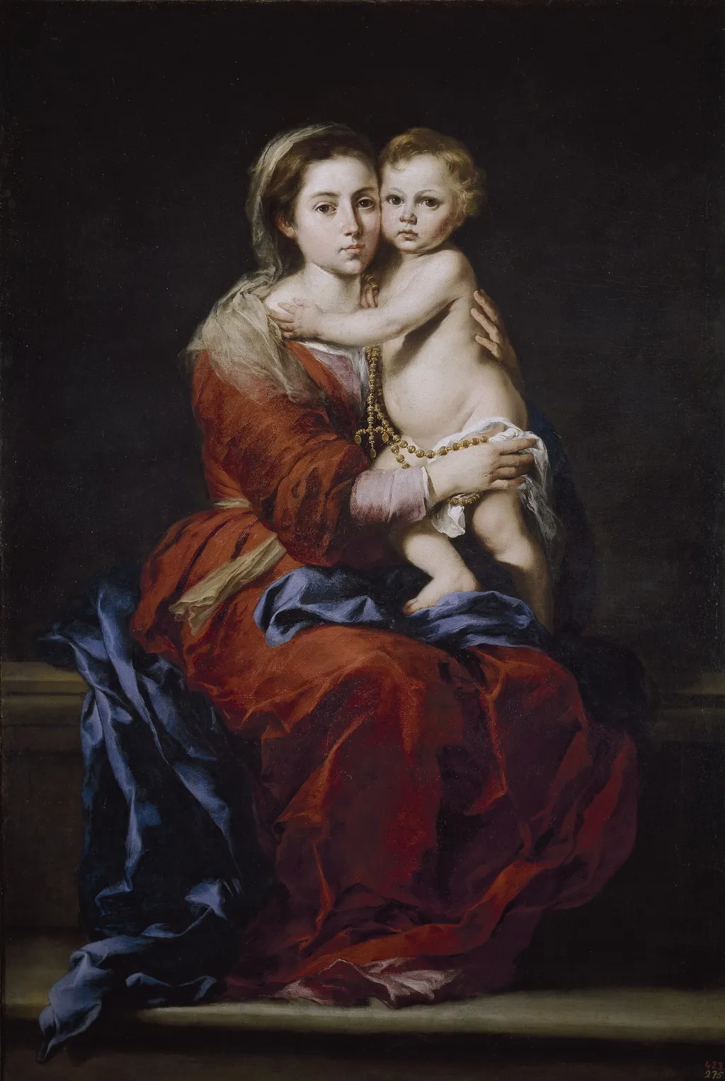 Virgin and Child with a Rosary, by Bartolomé Esteban Murillo, oil, 1650