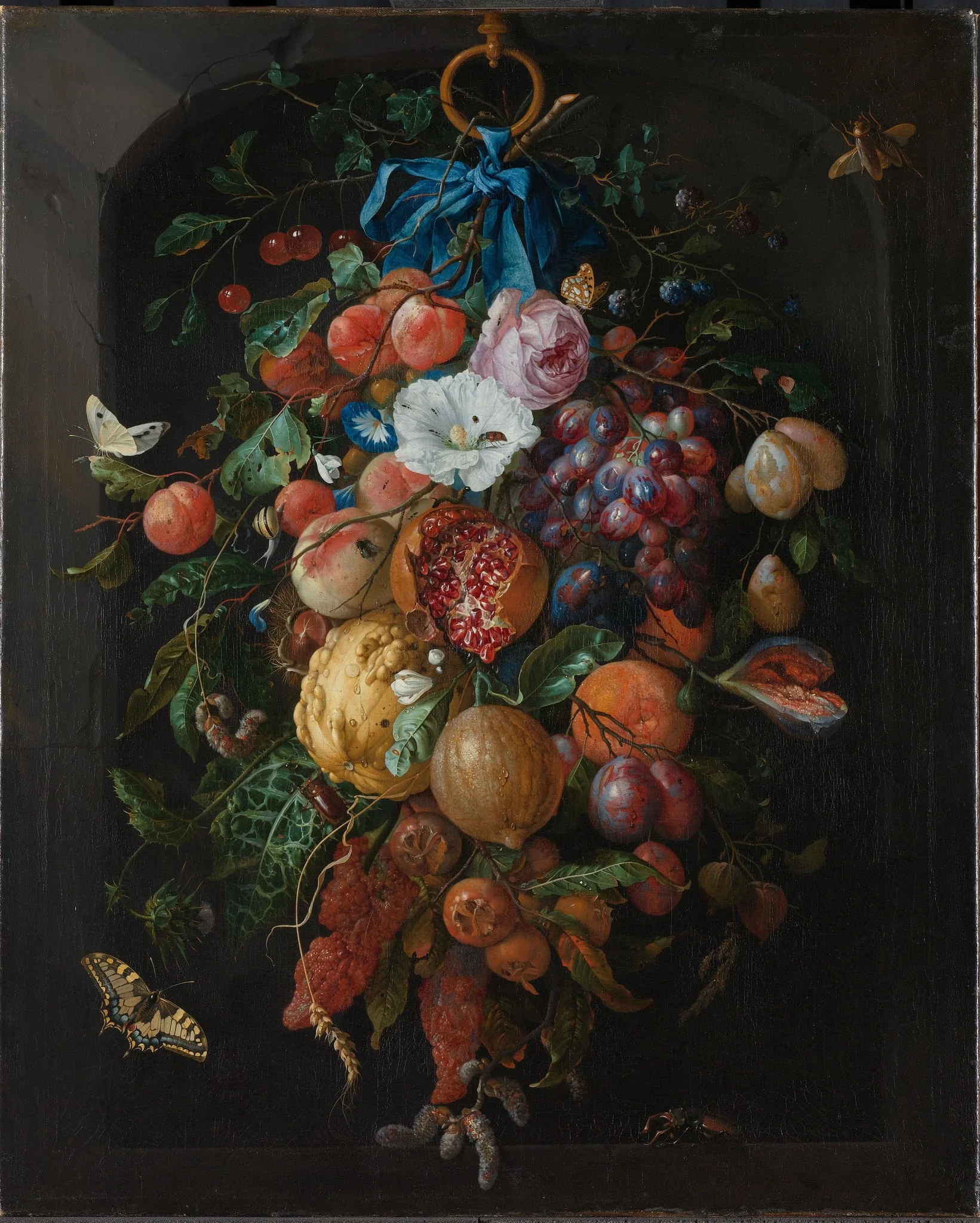 Festoen van vruchten en bloemen, detail