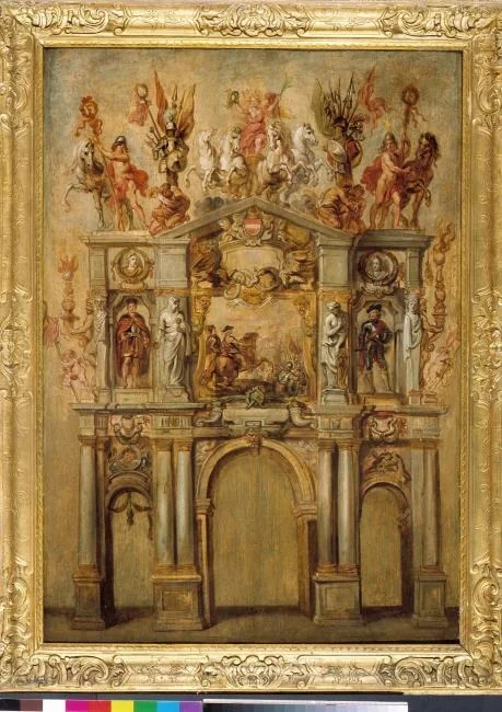 Sketch of the front of the triumphal arch of the Cardinal-Infant Ferdinand, detail