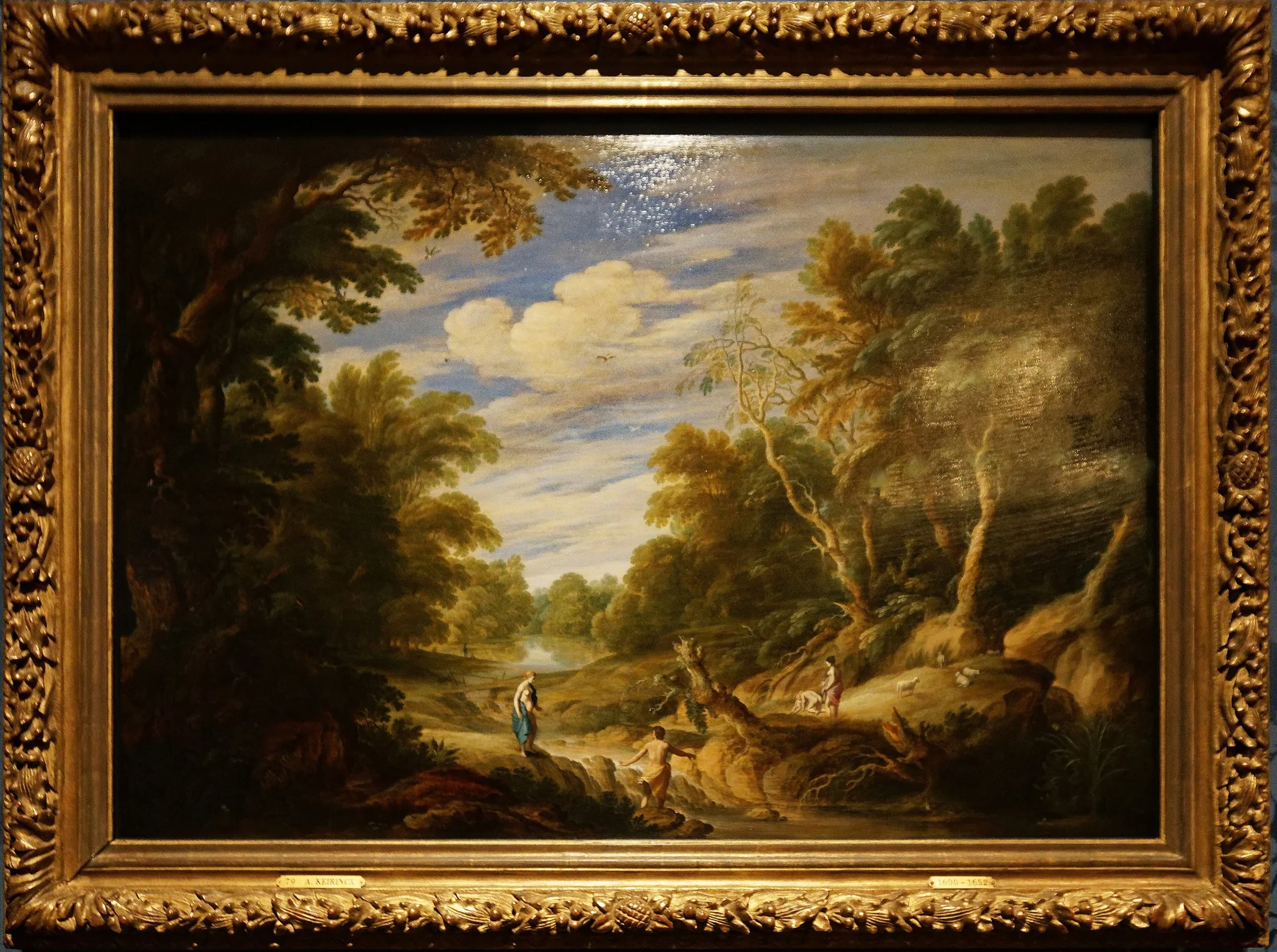 Forest landscape with figures, detail