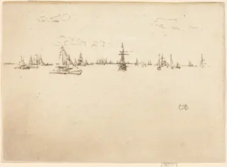 The Turret-Ship, by James McNeill Whistler, ink, 1887