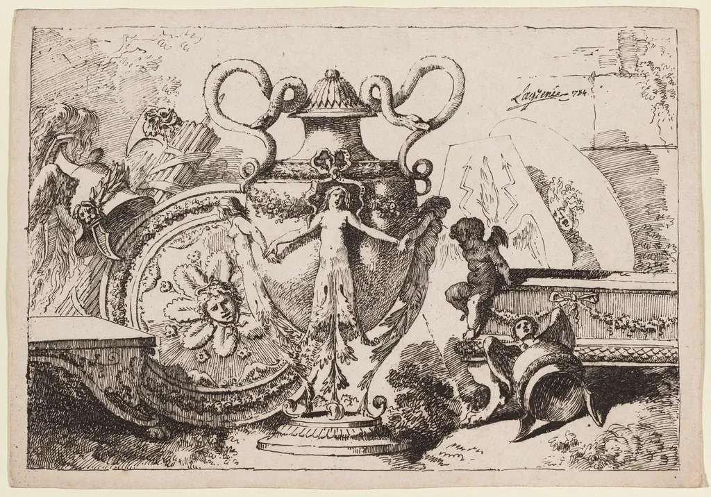 Composition with Antiquities, by Jean Jacques II Lagrenée, ink