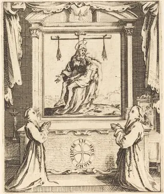 Frontispiece for The Order of the White Penitents at Nancy, by Jacques Callot, ink, 1634