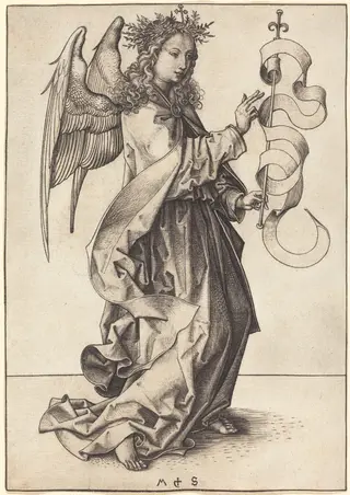 The Archangel Gabriel, by Martin Schongauer, ink, 1490