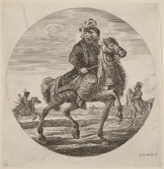Hungarian Cavalier, by Stefano Della Bella, ink, 1637