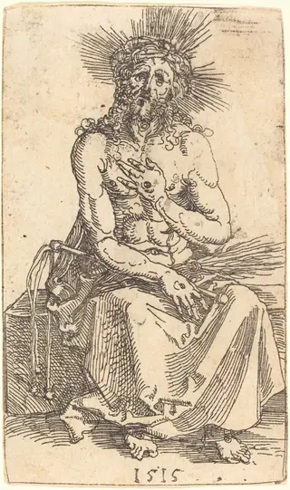 The Man of Sorrows Seated, by Albrecht Dürer, ink, 1515