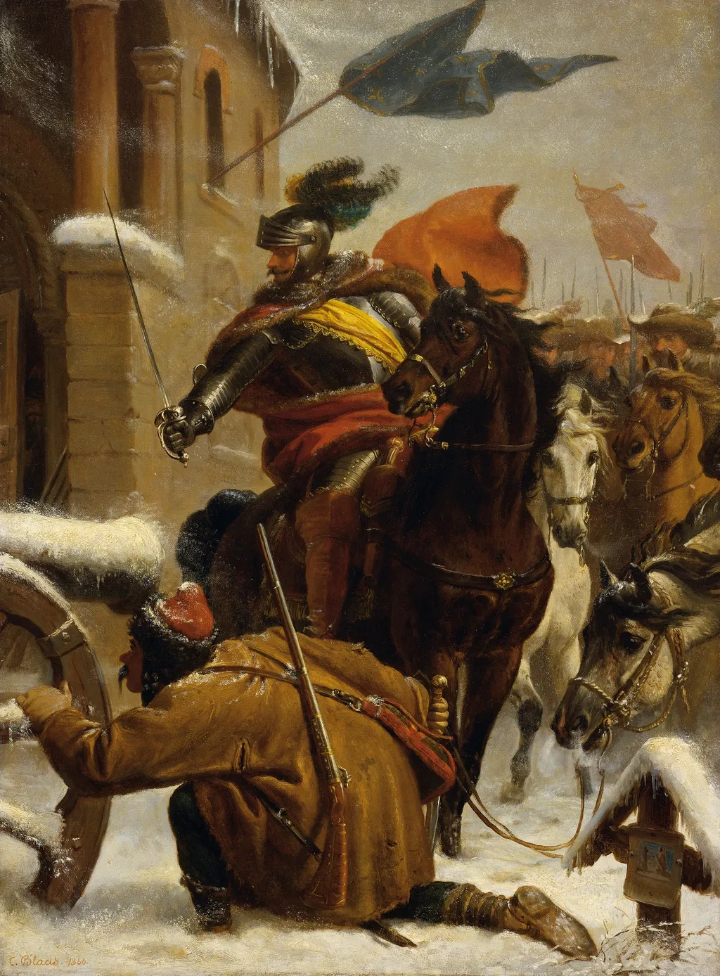 Johann de Werth's raid near Tuttlingen in 1643, by Karl von Blaas, oil, 1866
