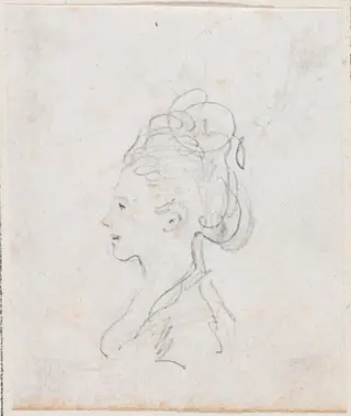 Young Woman's Head in Profile, by Hubert Robert, graphite, 1760