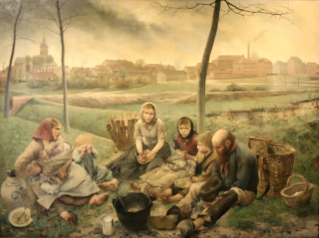The chalk sellers-At Noon, by Léon Frédéric, oil, 1892