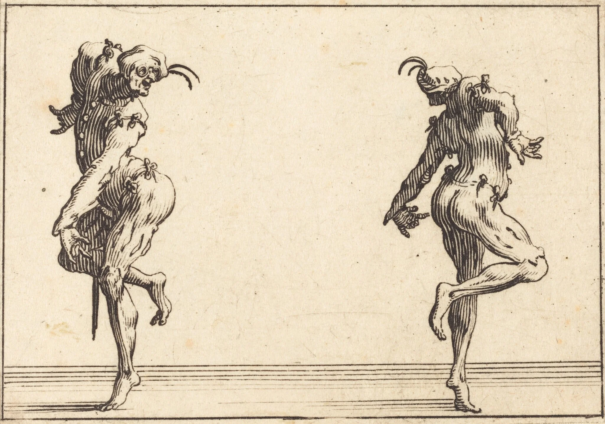 Two Pantaloons Dancing, detail